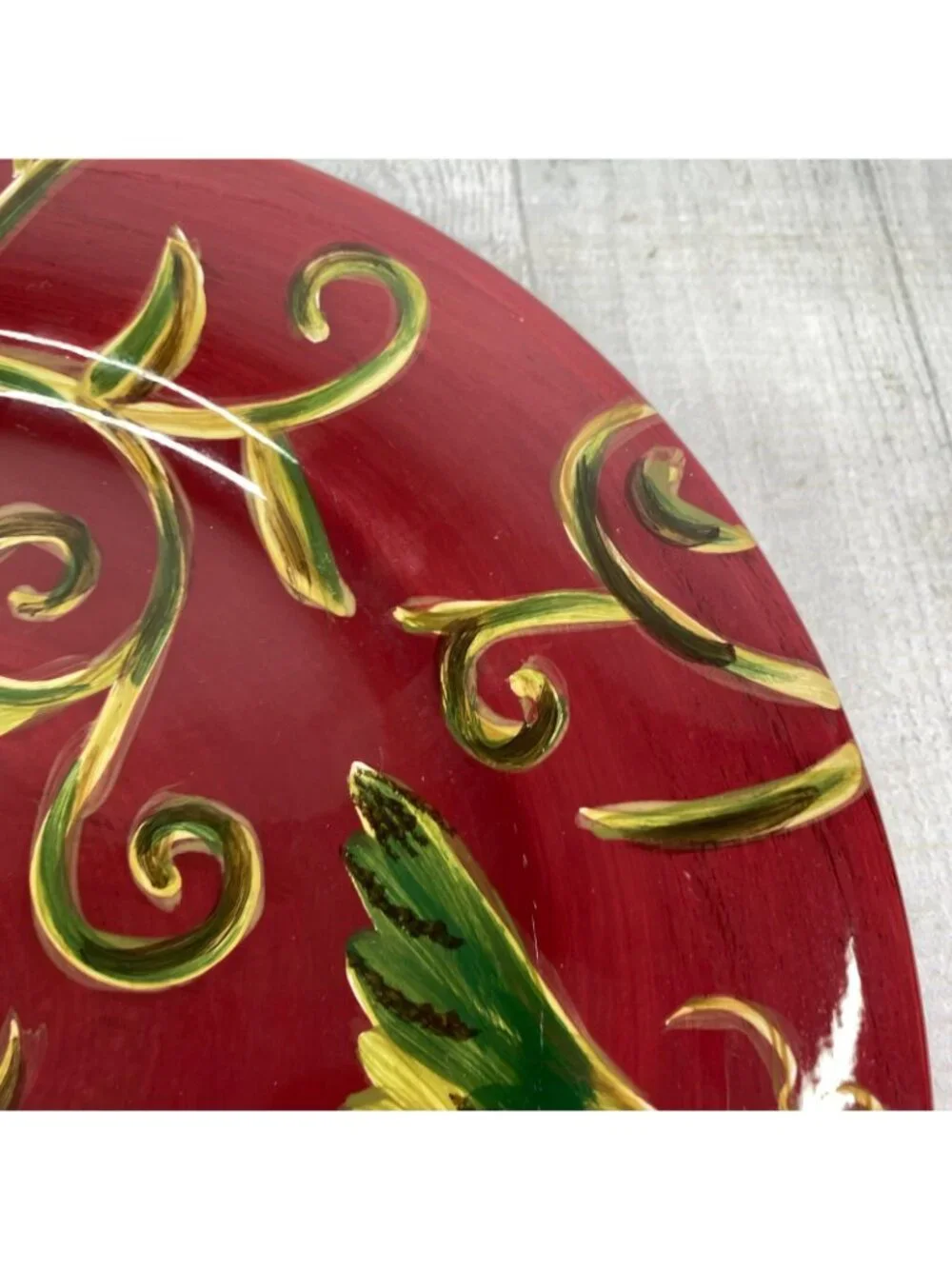 Tabletops AVELLINO CABERNET Hand Painted Red Earthenware Dinner Plates Set 2 NEW